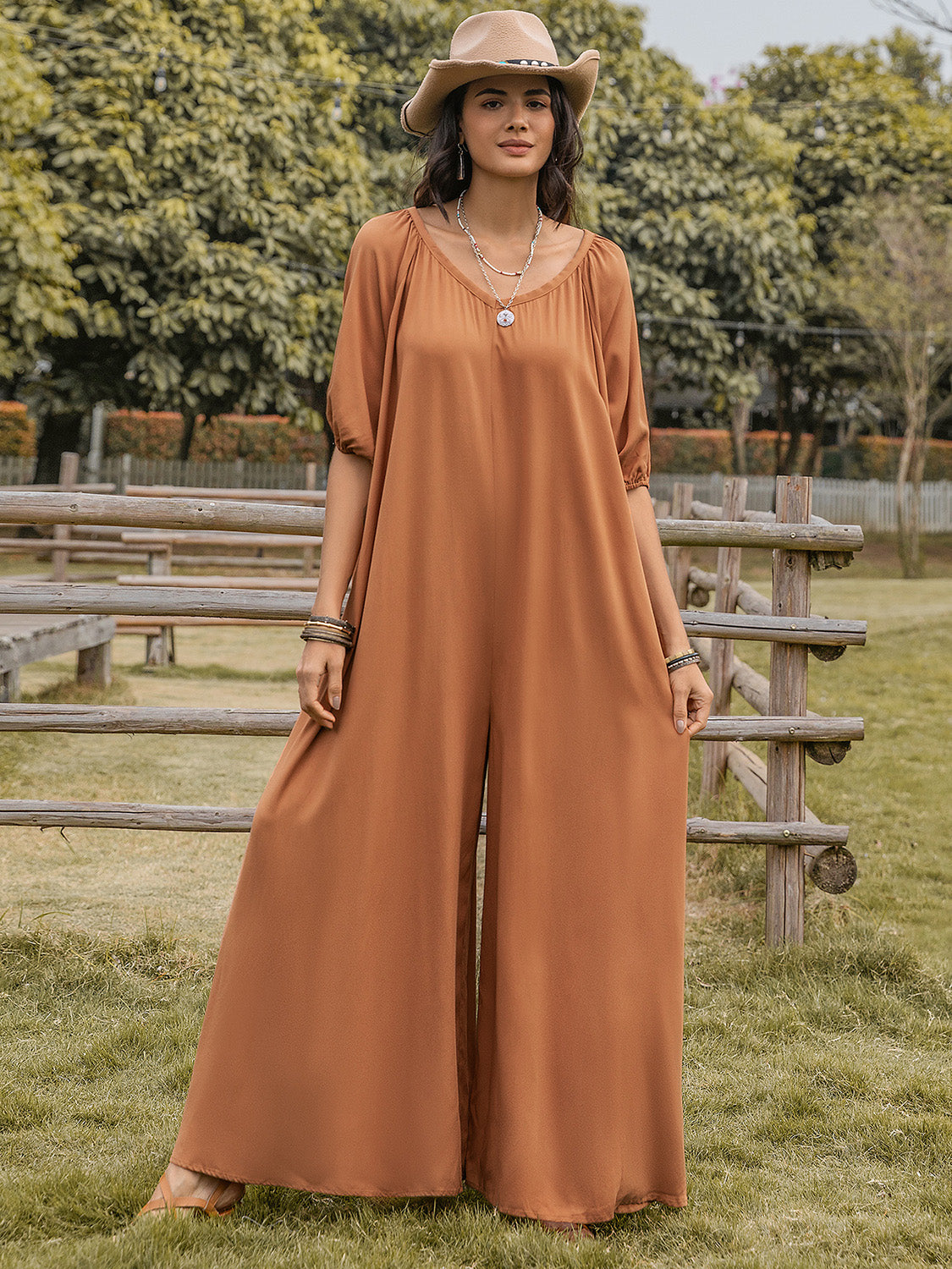 Scoop Neck Wide Leg Jumpsuit