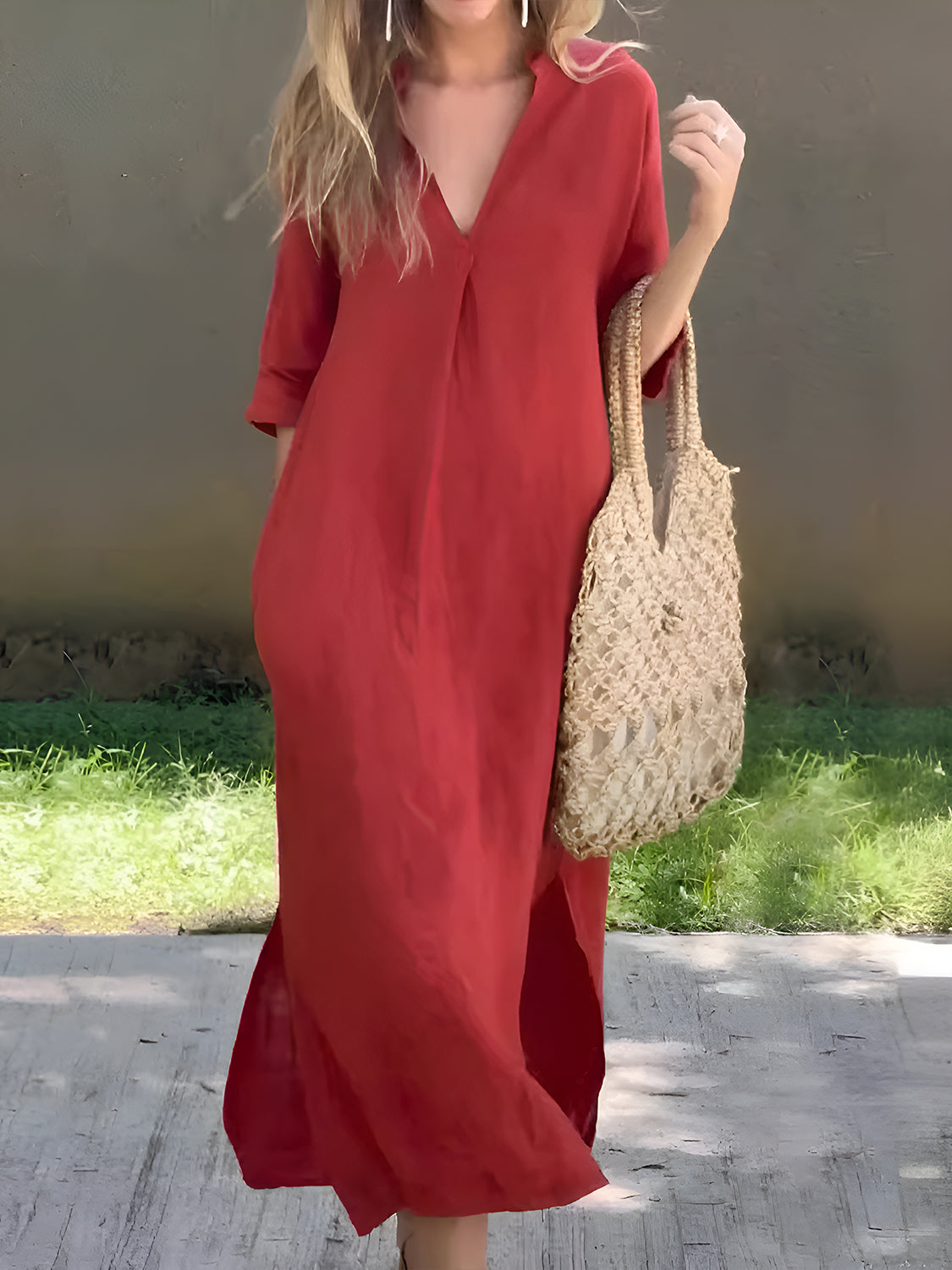 Half Sleeve Midi Dress