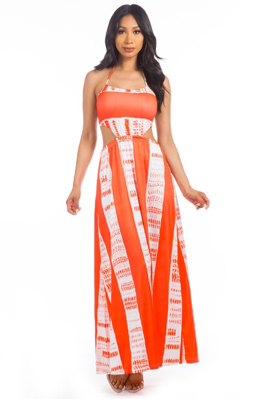 Summer Orange Maxi Dress
