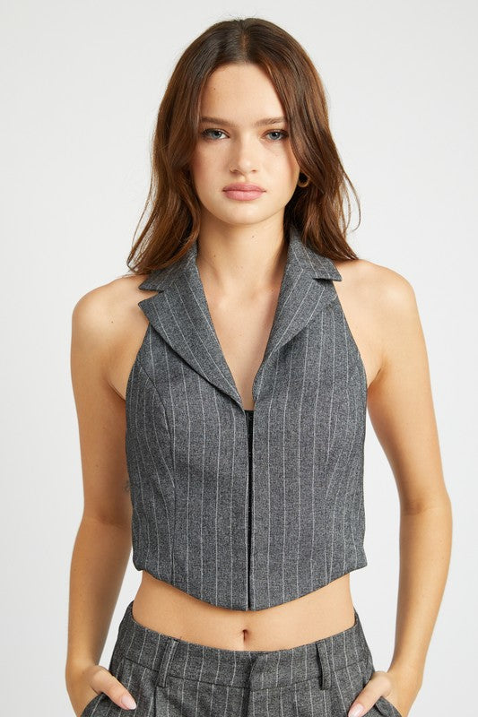 Pinstripe Vest Top