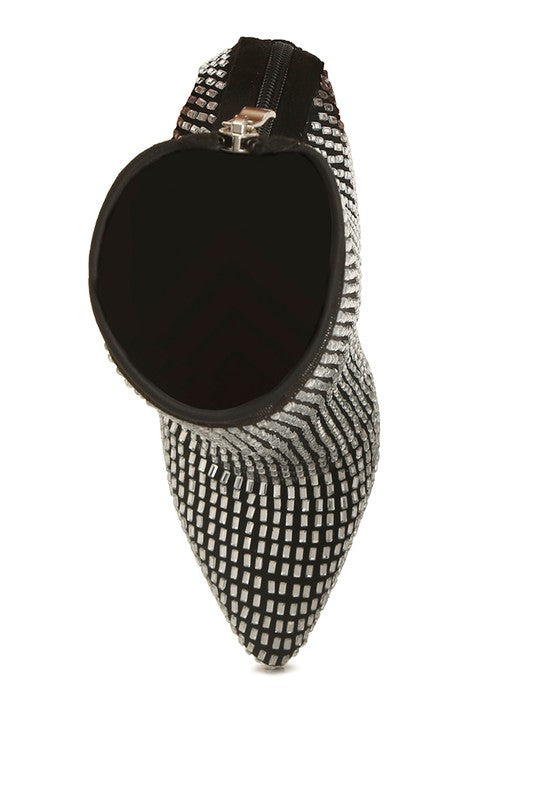 Fortunate Rhinestones Mesh Boots