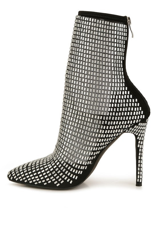 Fortunate Rhinestones Mesh Boots