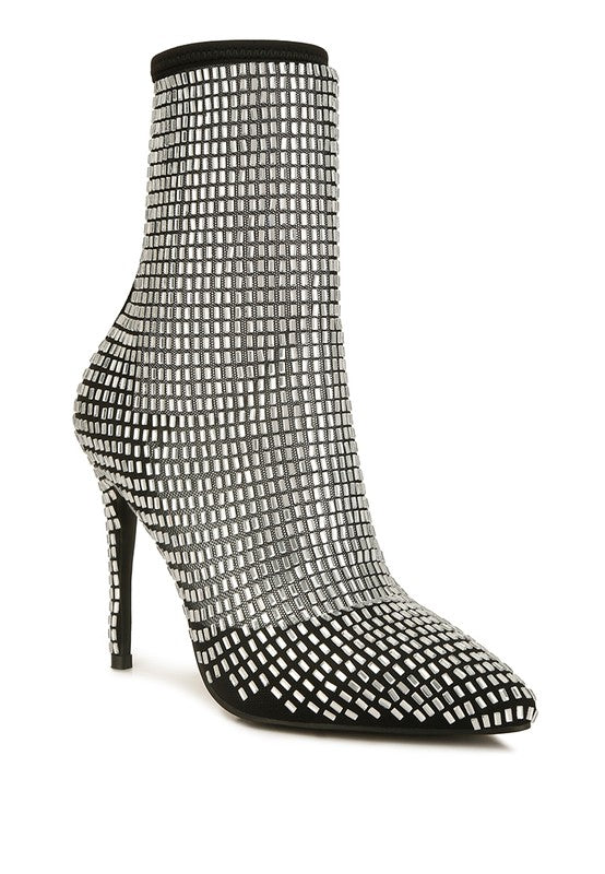 Fortunate Rhinestones Mesh Boots