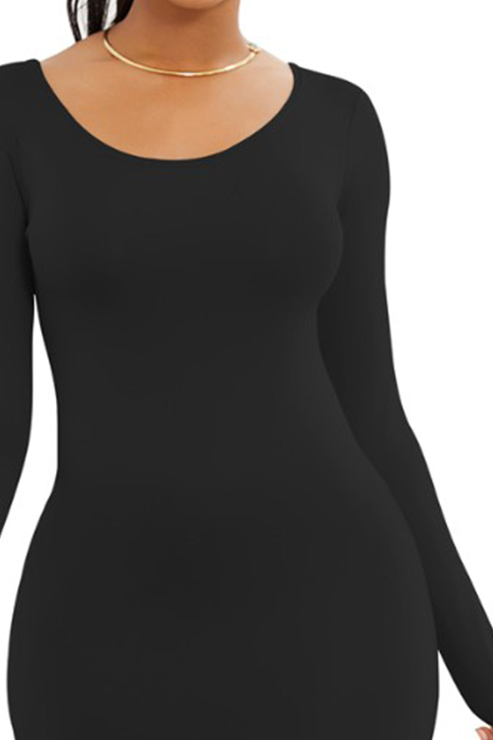 Round Neck Long Sleeve Maxi Dress