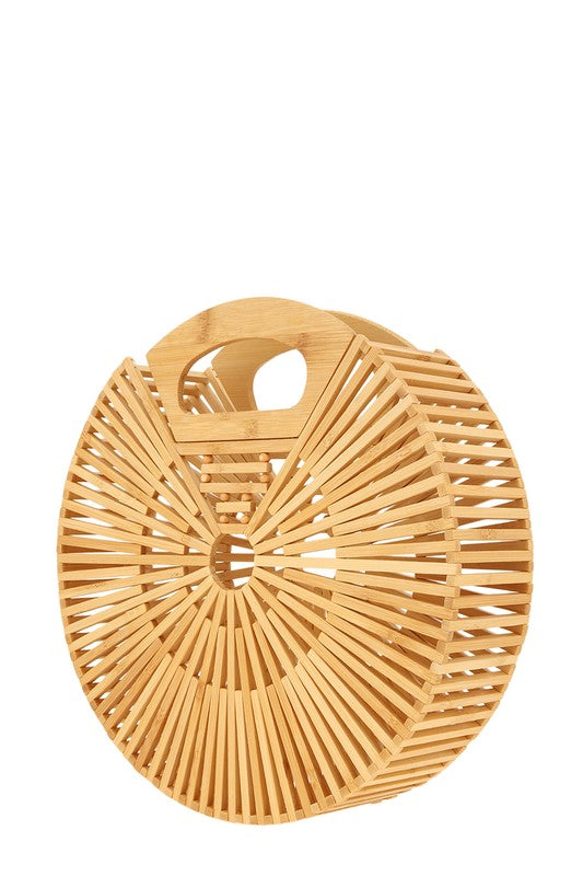 Natural Bamboo Round Clutch