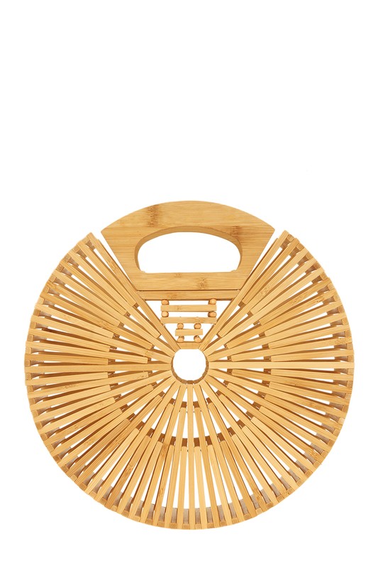 Natural Bamboo Round Clutch