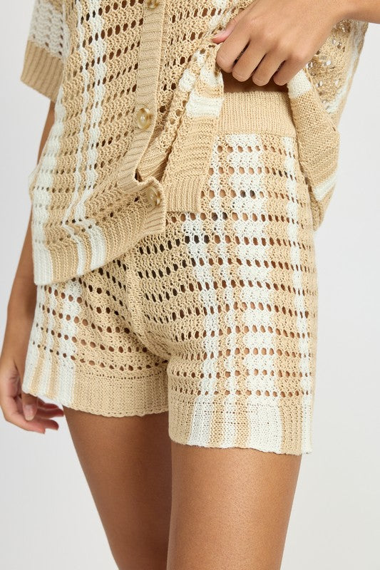 Striped Crotchet Shorts