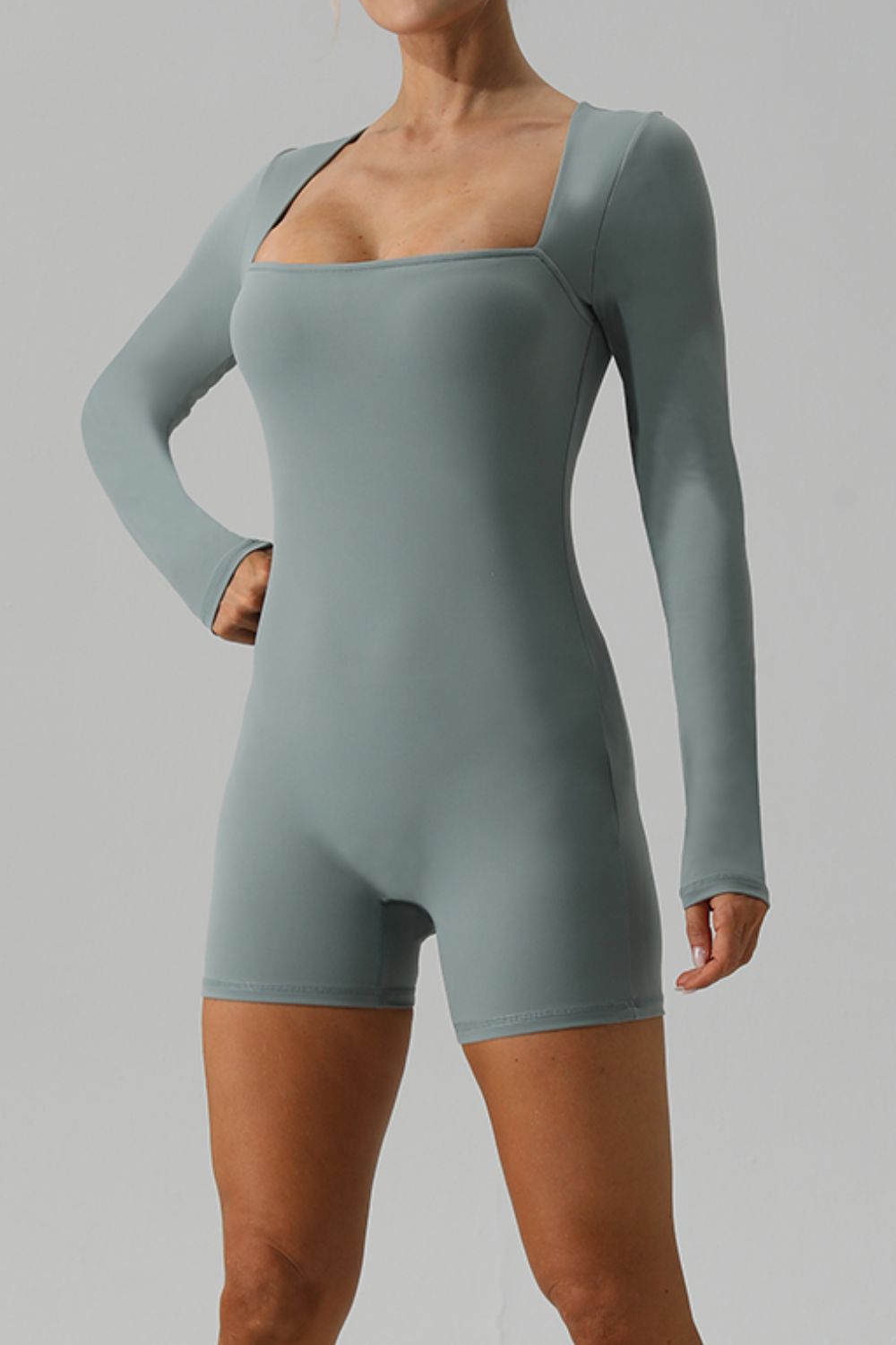 Square Long Sleeve Active Romper