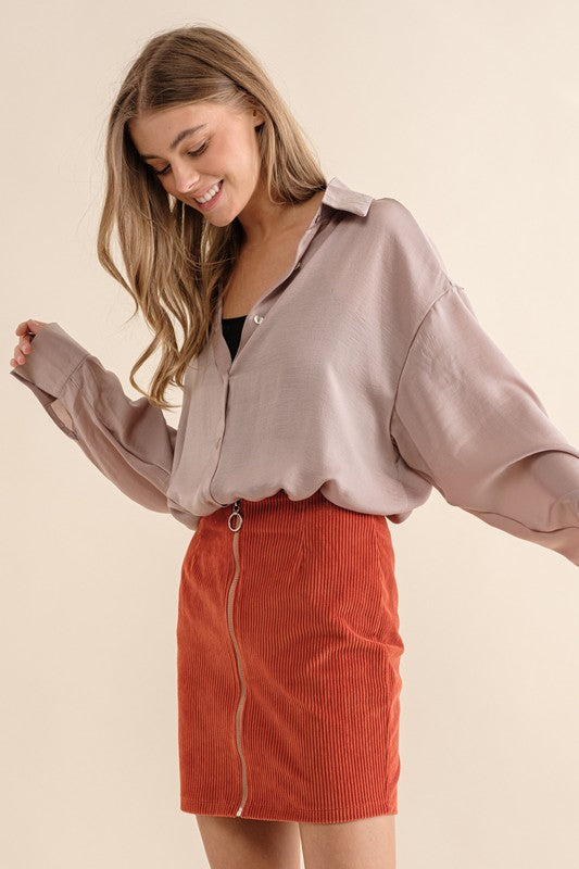 Satin Long Sleeve Blouse