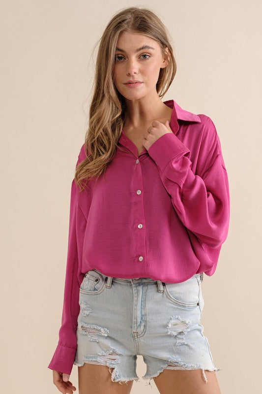 Satin Long Sleeve Blouse