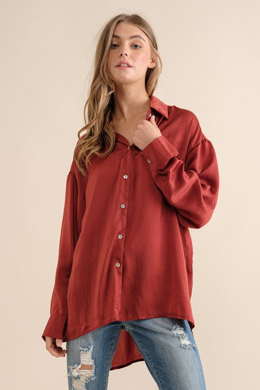 Satin Long Sleeve Blouse