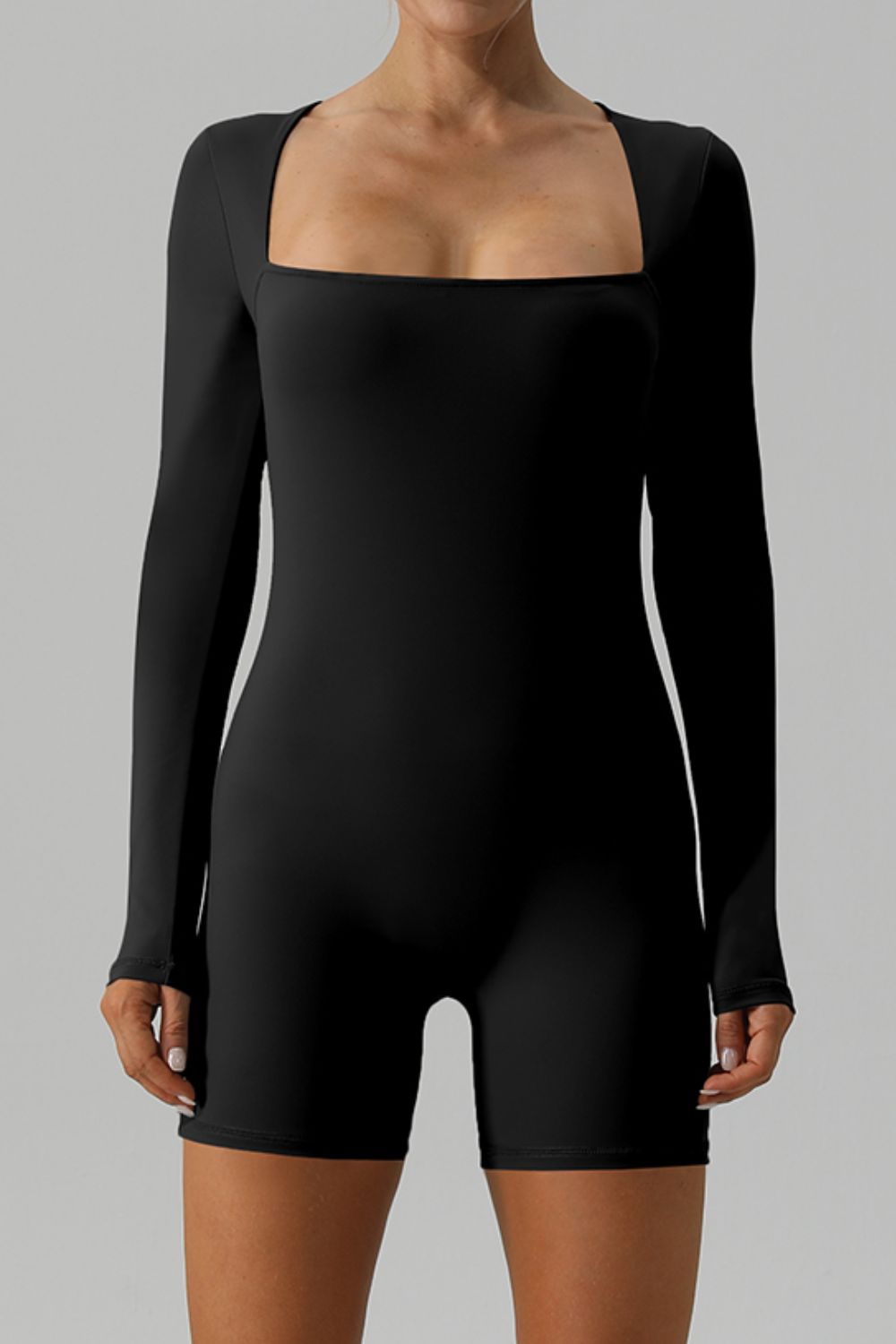 Square Long Sleeve Active Romper