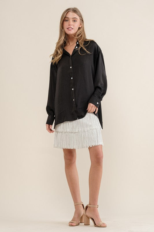 Satin Long Sleeve Blouse