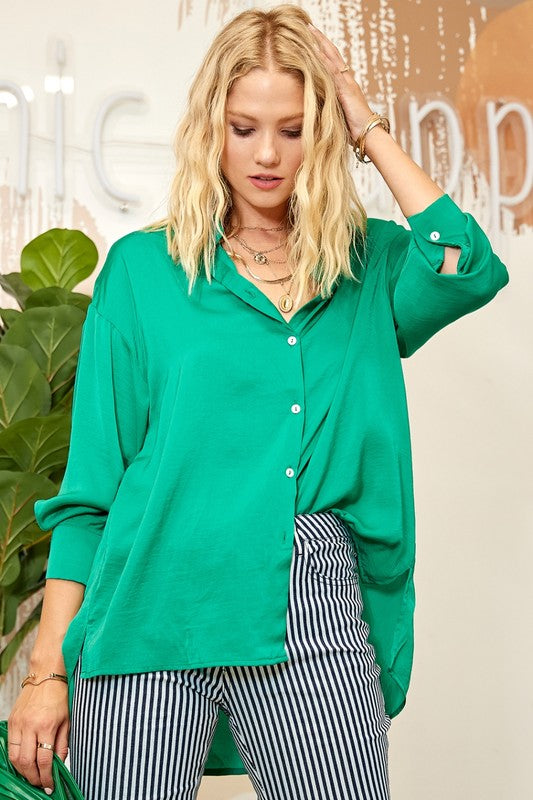 Satin Long Sleeve Blouse