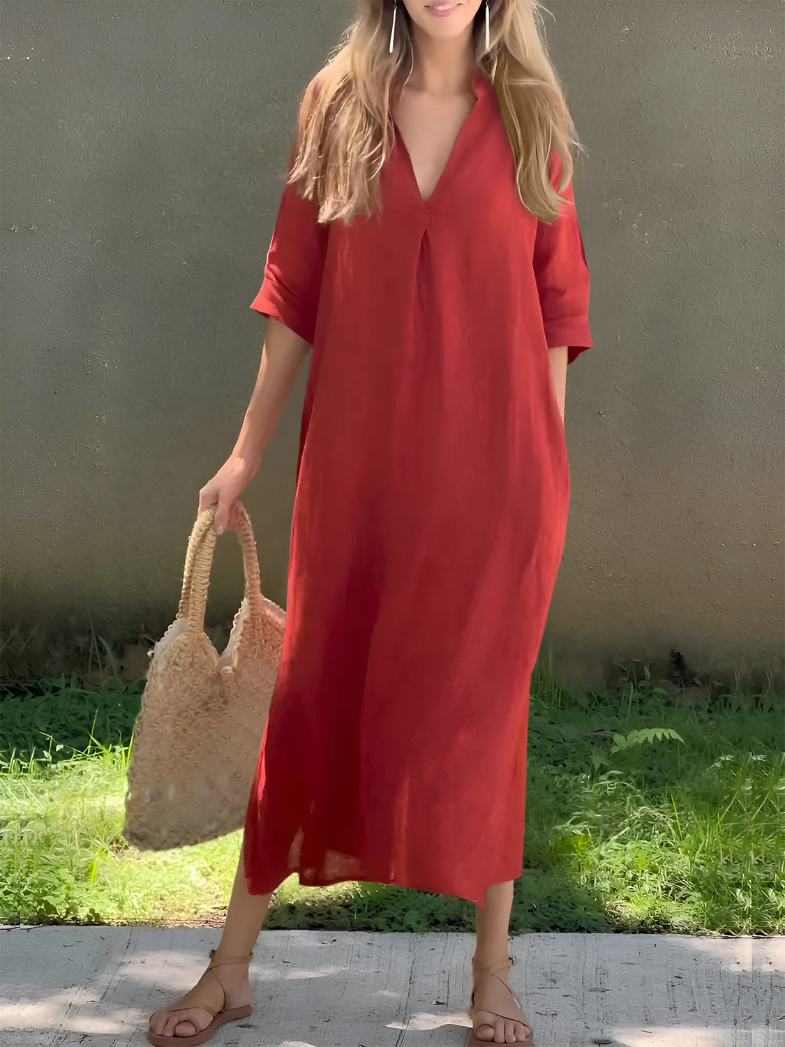 Half Sleeve Midi Dress