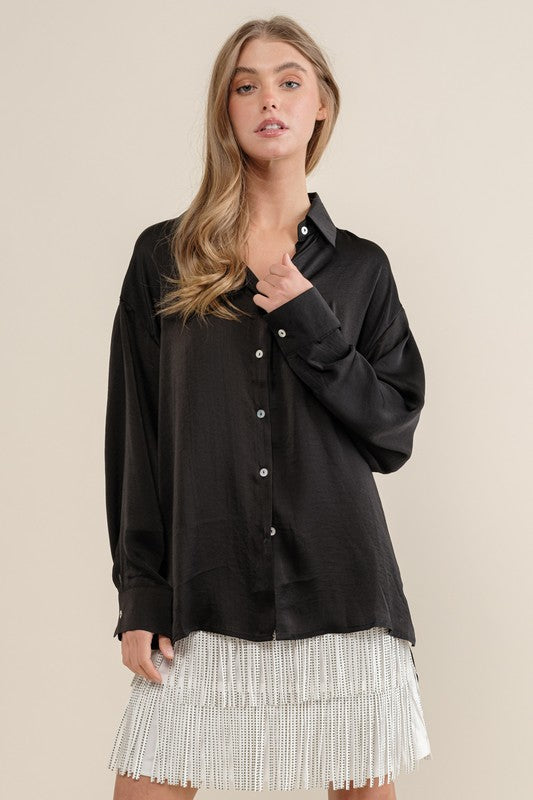 Satin Long Sleeve Blouse