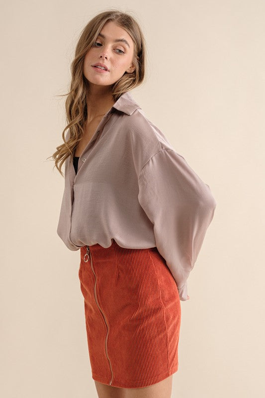 Satin Long Sleeve Blouse
