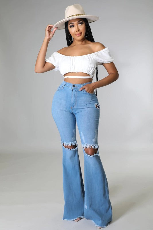 Knee Rip Medium Wash Jeans