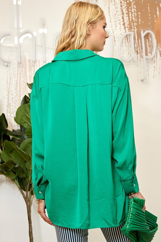 Satin Long Sleeve Blouse
