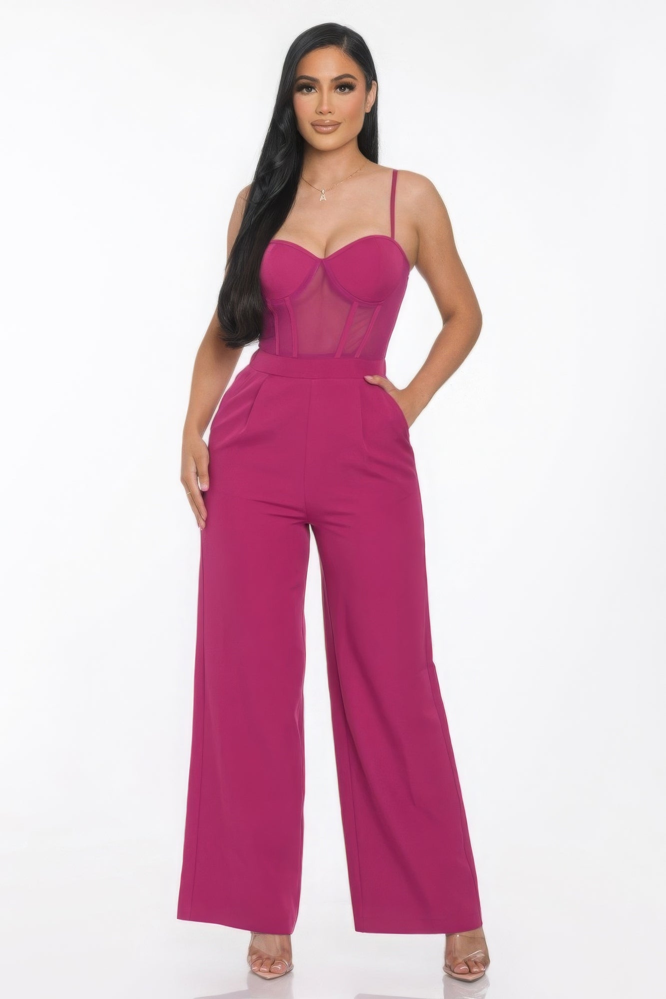 Mesh Insert Cup Jumpsuit