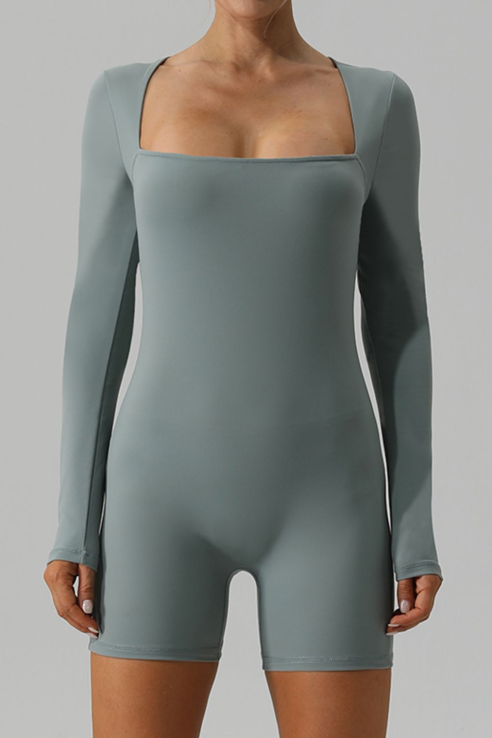 Square Long Sleeve Active Romper