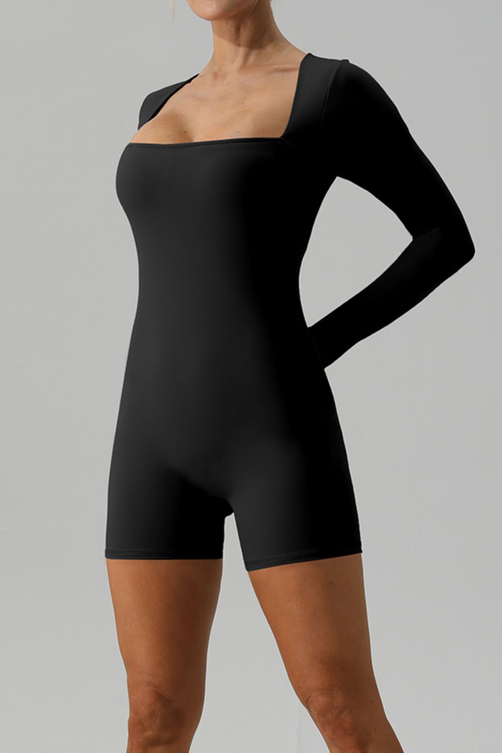 Square Long Sleeve Active Romper