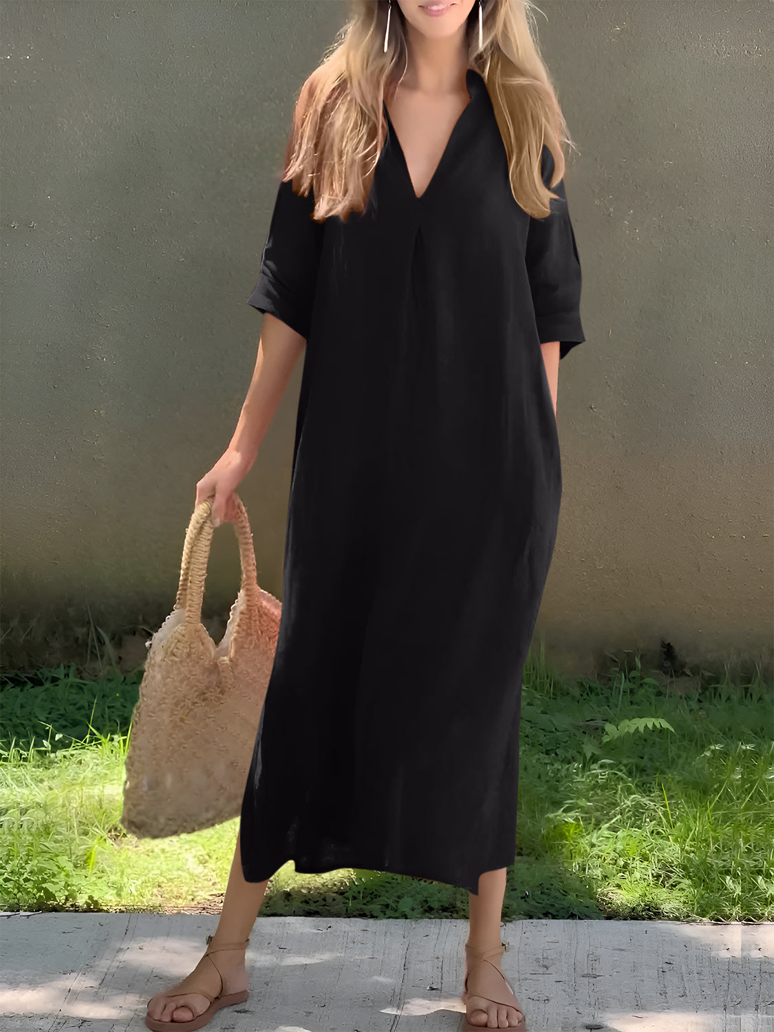 Half Sleeve Midi Dress