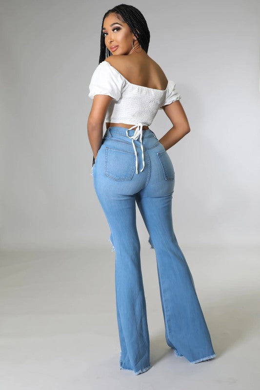Knee Rip Medium Wash Jeans