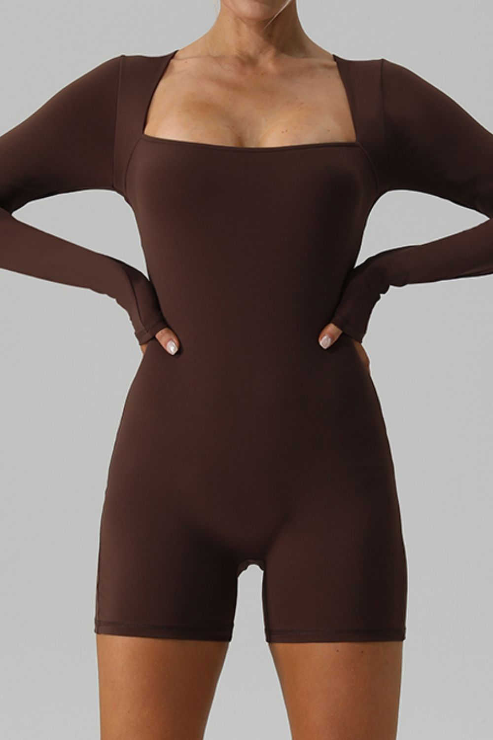 Square Long Sleeve Active Romper