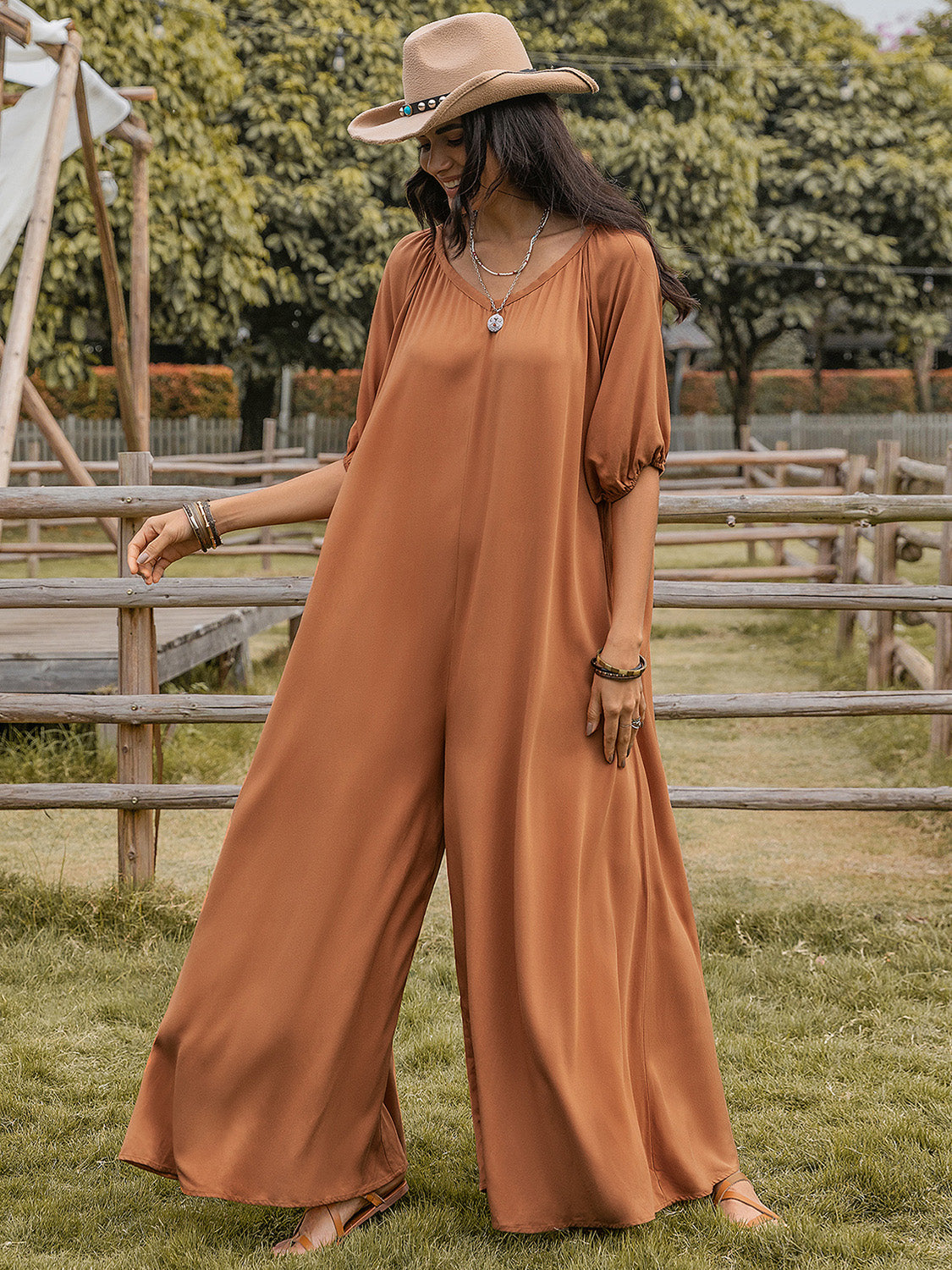 Scoop Neck Wide Leg Jumpsuit
