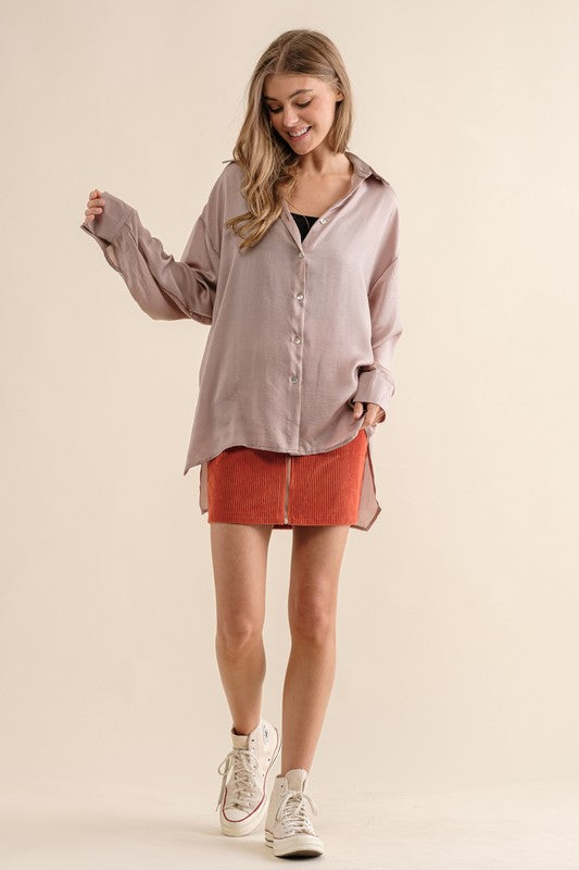 Satin Long Sleeve Blouse