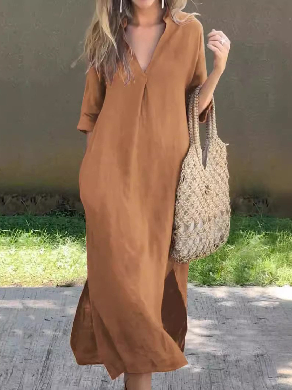 Half Sleeve Midi Dress