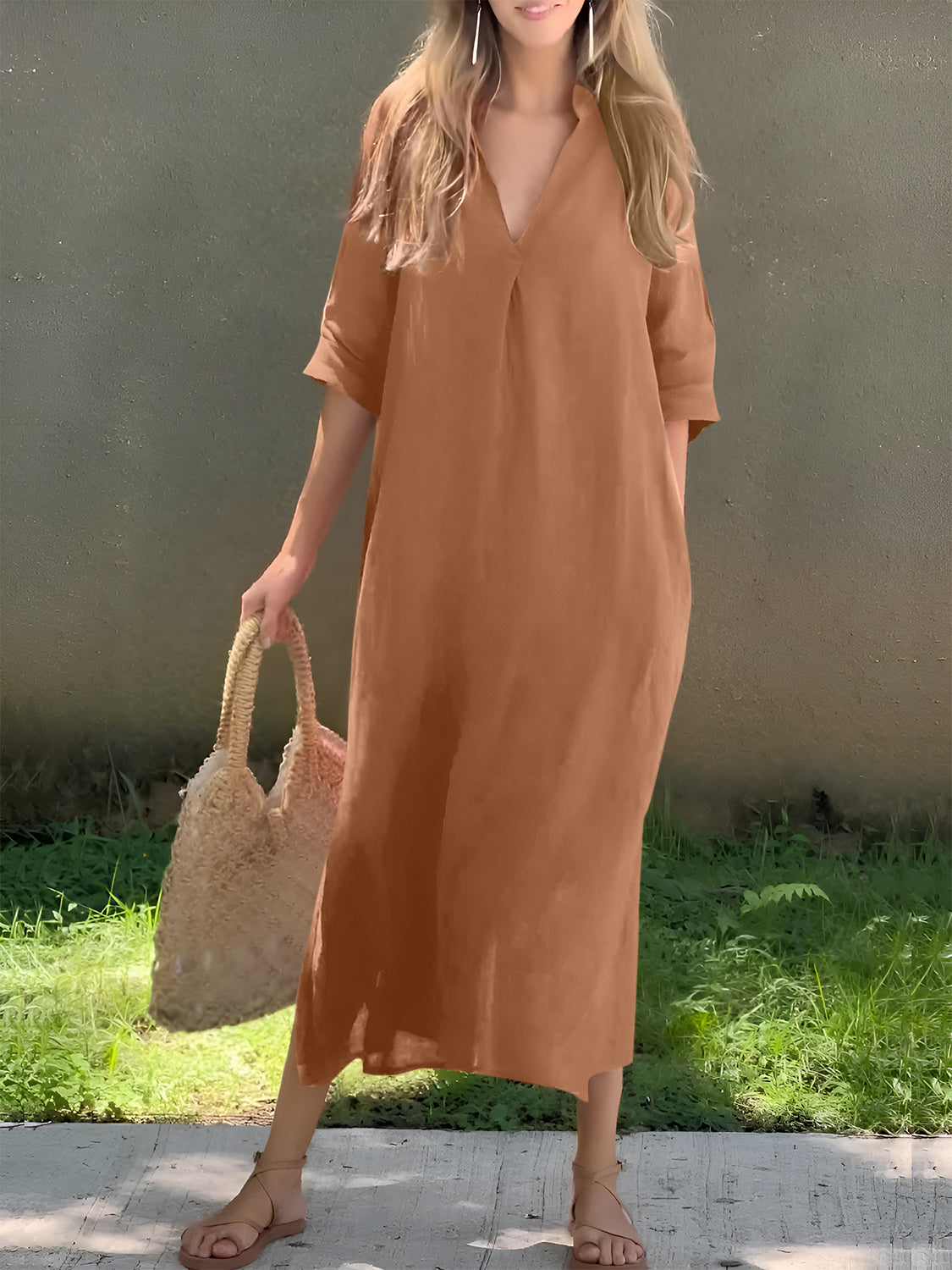 Half Sleeve Midi Dress
