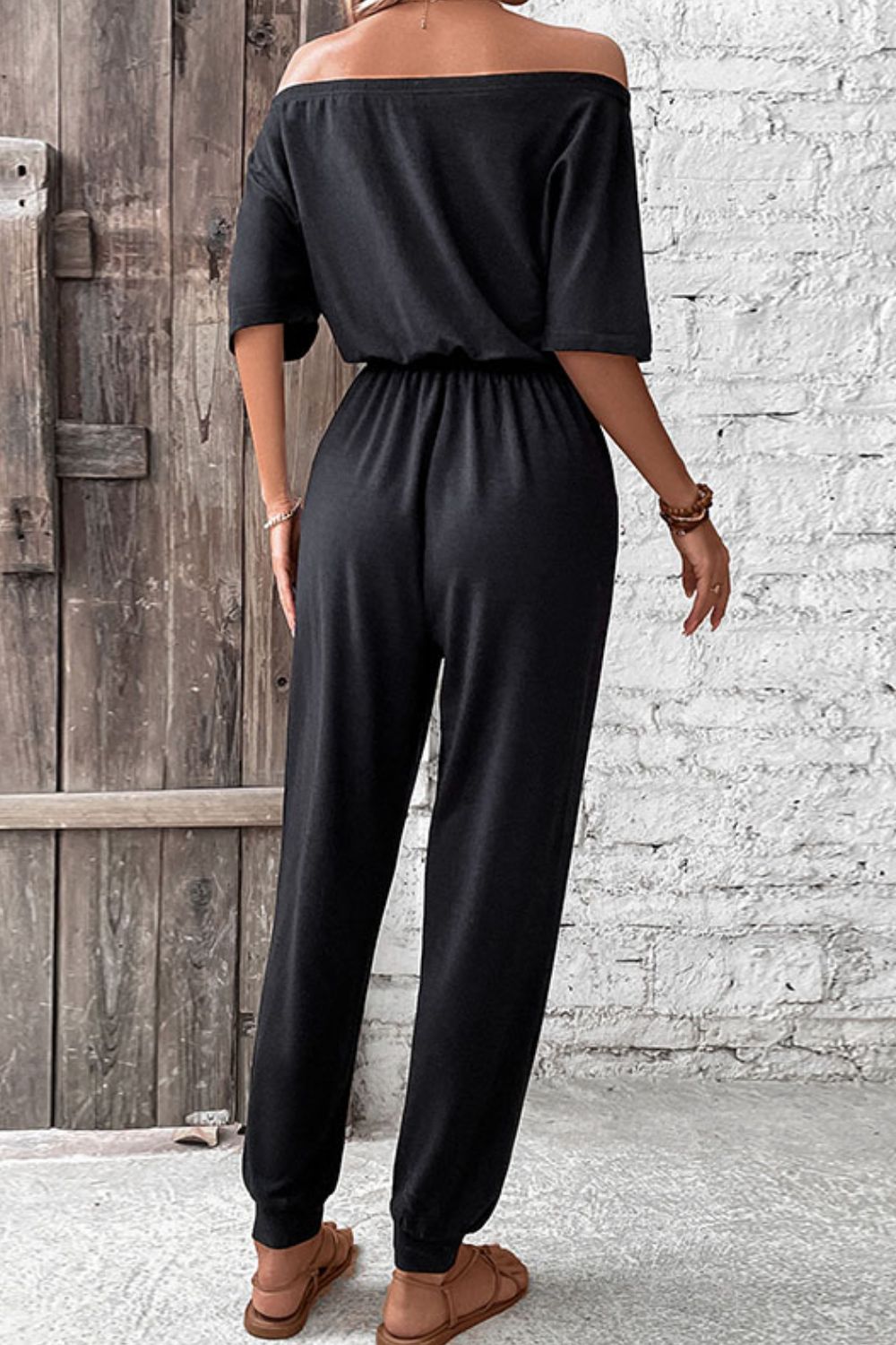 Off-Shoulder Black Jumpsuit